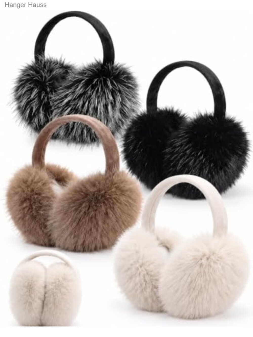 4 Pk Faux Fur Ear Muffs Fluffy Windproof Warm Winter Ear Covers